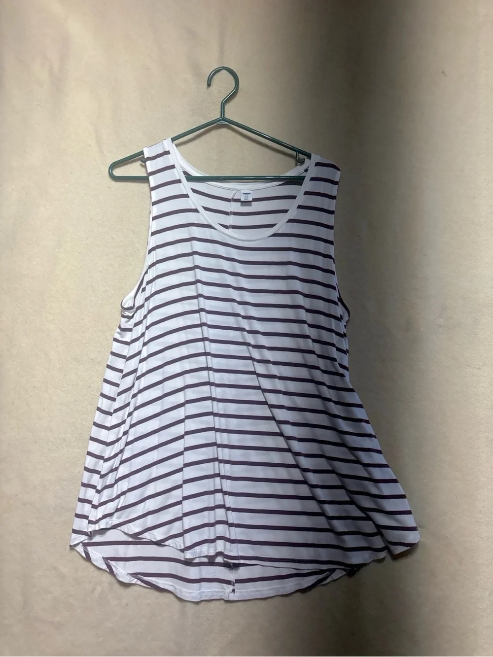 Old Navy White Tank Top with Brown Horizontal Stripes xl - Picture 3 of 3